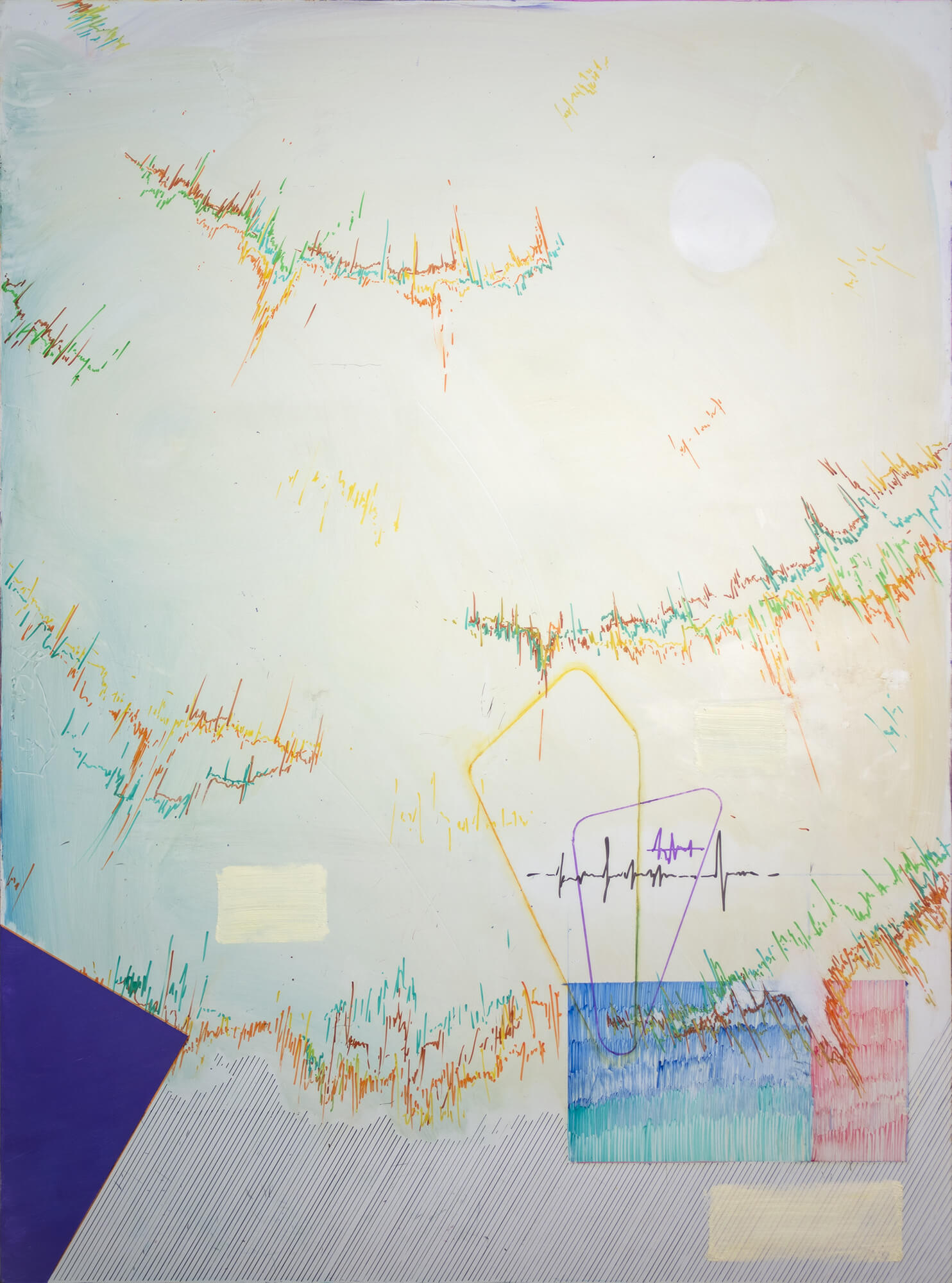 AYNM-REI VI, huile et feutre sur tableau effaçable, 120 x 90 cm, 2020, crédit photo : Théotime Dupas